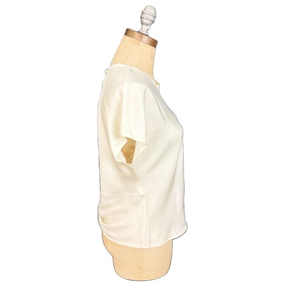 J.CREW Drapey T-Shirt Top XS Ivory Satin Crewneck Minimalist Office NWT B39 - Picture 3 of 6